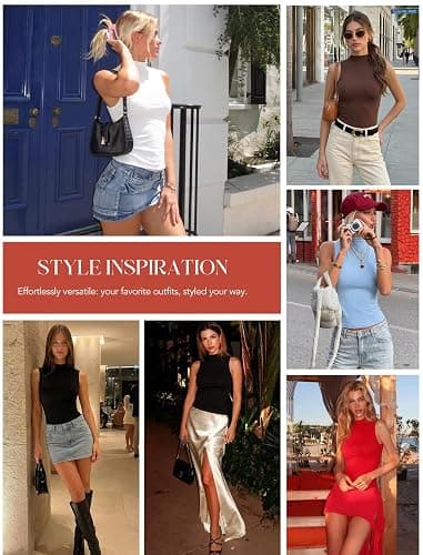 Avidlove Womens Mock Turtle Neck Tank Top Double Lined Basic Tops Going Out Y2K Tops Fitted Summer Outfits 2026 thumbnail 5