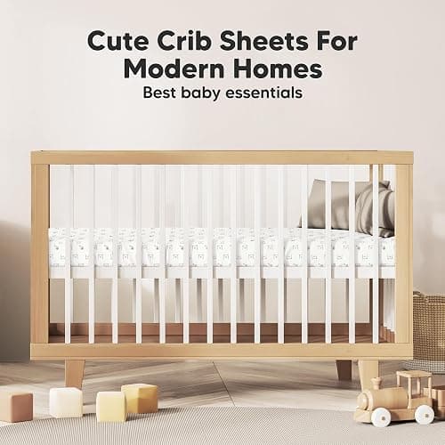 KeaBabies 2-Pack Organic Crib Sheets for Boys, Girls - 52x28 Fitted Crib Mattress Sheet Neutral, Breathable Jersey Cotton Cover for Baby Bed, Toddler Mattress, Soft & Cute Prints (Bumble Bear) thumbnail 8