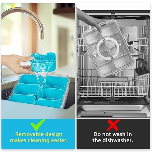 WACOI Divided Snack Serving Tray with Lid and Handle Travel Snackle Charcuterie Container Portable Storage Organizer for Candy, Fruits, Nuts, Snacks, Party, Picnic (1pack, Lake blue) thumbnail 5