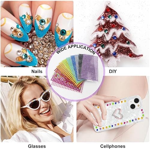 Sularpek 3120 Pcs Face Gems - 12 Sheets Self-Adhesive Rhinestone Stickers, 12 Colors Acrylic Crystal Gems for Nails, Face, Festivals, Makeup, DIY Craft Decorations thumbnail 7