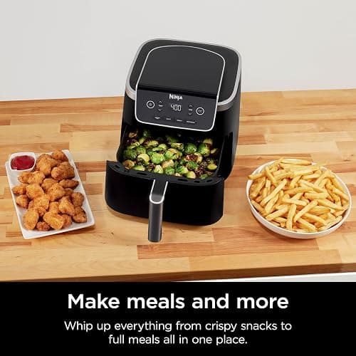 Ninja Air Fryer with Air Crisp | 5 QT Capacity fits up to 4lbs of Fries | 4-in-1 Pro Air Fry, Roast, Reheat, Dehydrate | 400°F Max Temp | 1750 Watts | W/Nonstick Basket & Crisper Plate | Grey | AF141 thumbnail 5