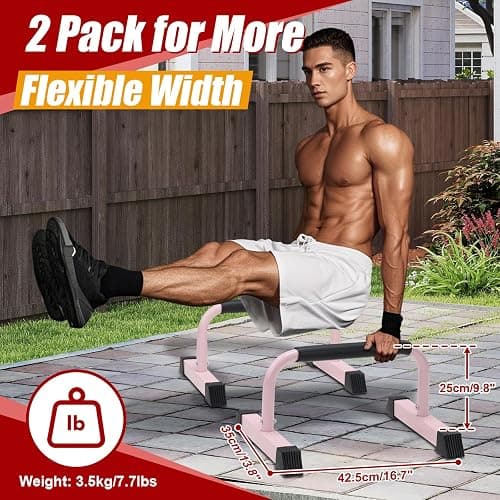 Push Up Bars: Sweat-resistant Parallettes Bar for Handstands L-sit & Dip, No Wobbling Strength Training Pushup Stands for Women Men Workout Core Exercise at Home Floor Gym thumbnail 5