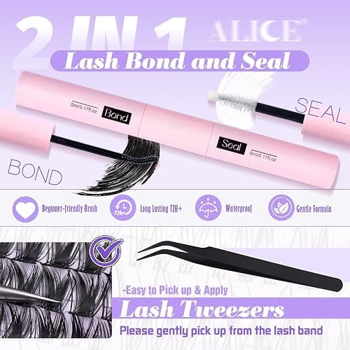 ALICE Lash Clsusters Kit Wispy Eyelash Clusters Kit Cluster 10-18mm Natural Eyelash Extension Kit 168pcs Thin Band Individual Lashes Kit with Lash Glue Bond and Seal DIY at Home thumbnail 6