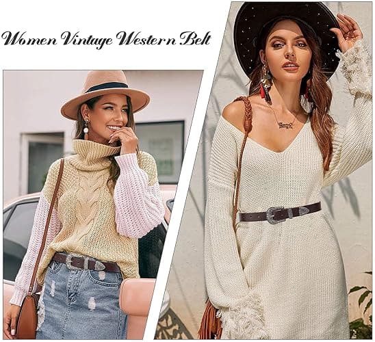 Ssumday Women's Western Leather Belt，Adjustable Soft Leather Fashion Belt for Jeans & Dresses thumbnail 5