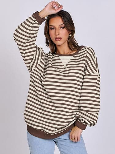 ANRABESS Women Striped Sweatshirts Oversized Crewneck Long Sleeve Shirts Y2K Pullover Top 2025 Fall Outfits Fashion Clothes thumbnail 4