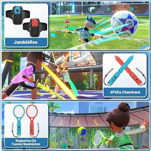 Ensemble d'accessoires Deruitu 15 en 1 pour Nintendo Switch/jeux OLED, kit d'accessoires pour jeux Switch Sports, ensemble d'accessoires de jeu Family Party Pack pour jeux Switch OLED Sports thumbnail 4