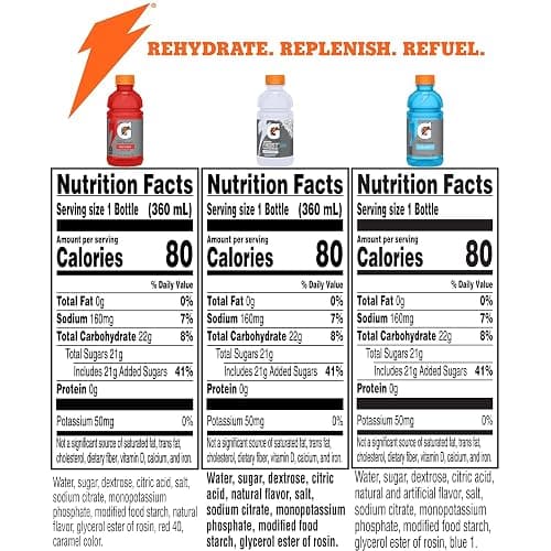Gatorade Thirst Quencher, Fruit Punch, Glacier Cherry, Cool Blue Variety Pack, 12 Fl Oz (Pack of 18) thumbnail 2