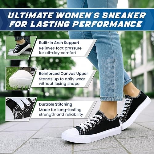 hello basics Canvas Shoes for Women Casual Low Top Sneakers Fashion Womens Tennis Shoes for Everyday Wear thumbnail 2