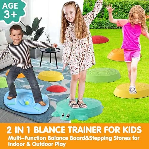 HAPATOYS Balance Board & Stepping Stones for Kids - 2-in-1 No-Slip Turtle Stepping Stones and Balance Board for Toddler Balance & Obstacle Course, for 3 4 5 6 Year Old Kid Indoor & Outdoor Play thumbnail 3