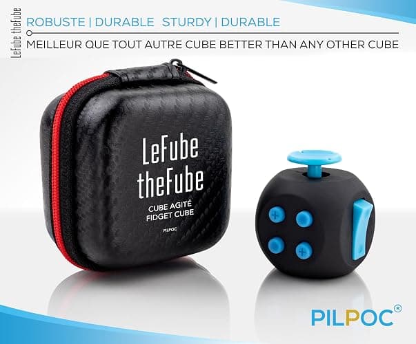 PILPOC theFube Fidget Cube, 6-Sided Stress Relief Infinity Cube for Adults, Kids, Boosts Concentration, Mindfulness Aid, Silent & Audible Modes, Includes Carry Case for Portability (Midnight Sapphire) thumbnail 2