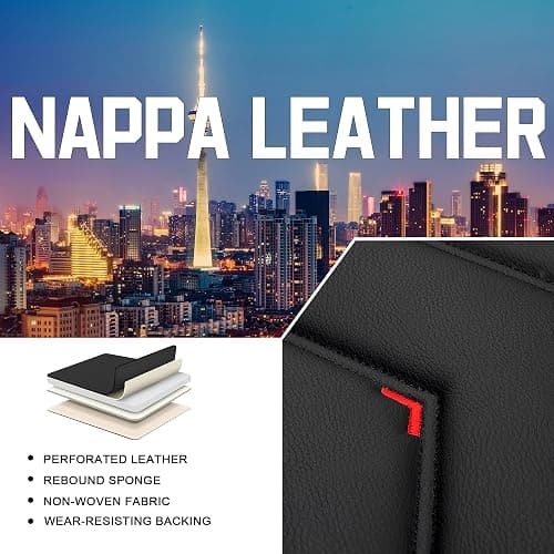 Car Seat Covers for Dodge Durango 2000-2025, Stylish Sport Seat Cover, Premium Nappa Leather Car Seat Cover. Automobile Seat Covers Sets.(Standard 5 Seats/Black Red) thumbnail 4