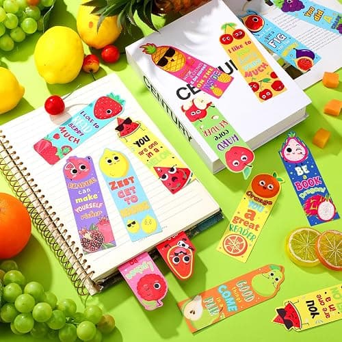 Fainne 250 Pcs Scented Bookmarks Kids Bulk Scratch and Sniff Bookmarks Fun Fruit Food Assorted Educational Bookmark for Students Teens Reader 25 Styles, 25 Scents thumbnail 2