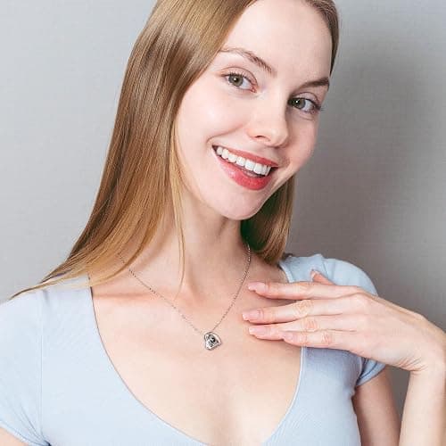 Easycosy Personalized Picture Necklace Projection Necklace with Photo Inside - Custom Photo Heart Pendant Necklace - Photo Gifts Christmas Birthday Love Memorial Gifts for Girlfriend Wife Women thumbnail 2