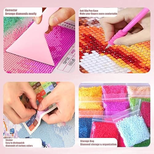 Qlonry 150 Pcs All Inclusive Diamond Painting Tool Kit Diamond Art Accessories Kit Including A4 LED Light Pad Kit,Bracket,Convex Point Design Storage Box,Painting Pen for DIY Craft thumbnail 6