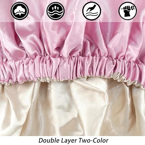 Satin Bonnet Silk Bonnet Hair Bonnet for Sleeping-Slouchy Beanie Hat Satin Sleep Cap for Women's Natural & Curly Hair(Dark Pink) thumbnail 6