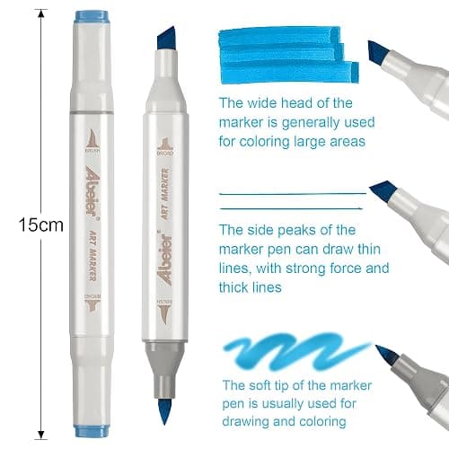 ABEIER 81 Colors Alcohol Markers - Brush & Chisel Dual Tip Sketch Markers, Plus 1 Blender, Permanent for Kids & Adults Coloring & Illustration thumbnail 3