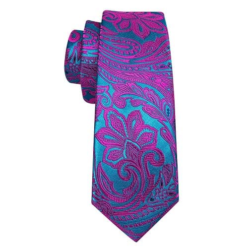 Barry.Wang Men Ties Paisley Woven Silk Necktie Set with Pocket Suqare Cufflinks Formal thumbnail 7