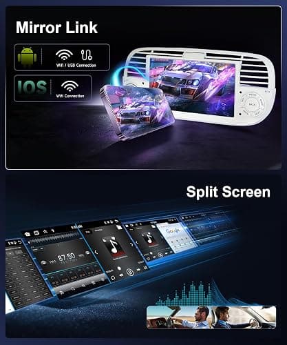 Android Car Stereo for Fiat 500 2007-2015 Support 5GWifi | Podofo 7 inch HD IPS Touch Screen Bluetooth Radio with Wireless Carplay Android Auto GPS EQ FM/RDS AHD Reverse Camera 2G+64G thumbnail 4