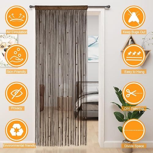 YIIBAII Beaded Curtain Beaded Curtains for Doorways Crystals Suitable for Interior Hanging Decoration and Partitions Closet Curtains (39"x110", Coffee) thumbnail 10
