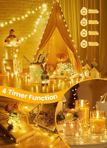 Fairy Lights with Remote, 8 Modes & Timer, 66 Feet 200 Led Christmas Light Twinkle Lights Plug in, Waterproof String Lights for Bedroom Decor Home Girl's Room Garden Party Christmas Decorations thumbnail 4