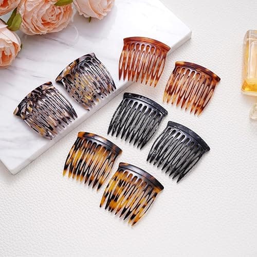 HYFEEL Hair Side Combs - Small French Side Hair Comb Clips for Women Decorative French Twist Hair Styling Accessories -4 Pcs (Tortoise, Brown) thumbnail 6