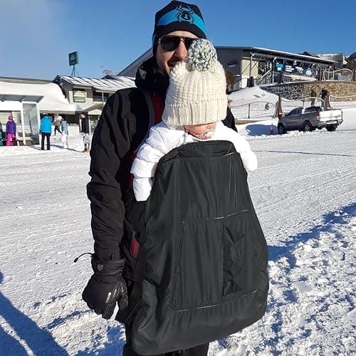 Orzbow Baby Winter Carrier Cover with Detachable Hood, Waterproof & Windproof, with Big Pockets, Universal Fit for Baby Carriers and Waist Stool | with Storage Bag, Black Dinosaur thumbnail 2