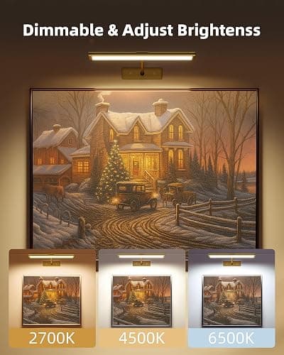 EZVALO Picture Light for Wall, 4800mAh Rechargeable Wireless Remote Lights, 16'' Dimmable Magnetic LED Art Painting Light with 3 Color Temps, Display for Gallery, Living Room, Bedroom, Hallway (Gold) thumbnail 9