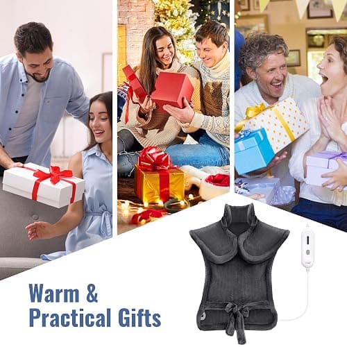 Tefici Heating Pad for Back Pain,Birthday Christmas Gifts for Mom Men,FSA Eligible Items Only List,24'' x33''Fast Heating, Electric Heat Pad, 2H Auto-Off,Neck and Shoulder Heat Pad,ETL Certified,Gray thumbnail 3