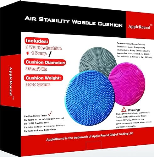 AppleRound Inflated Wobble Cushion with Hand Pump, Air Stability Board (Extra Thick), Core Balance Disc for Adults, Sensory Wiggle Seat for Kids, Flexible Seating for All Age, 13.5in / 34cm Diameter thumbnail 6