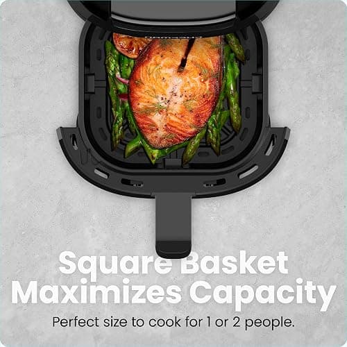 CHEFMAN 2 Qt Mini Air Fryer – Digital Space-Saving Compact Air Fryer with Nonstick and Dishwasher Safe Basket, Quick & Easy Meals in Minutes, Features Digital Timer and Shake Reminder – Black thumbnail 4