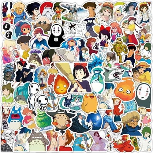 100PCS Cartoon Anime Miyazaki Hayao Stickers for Laptop,Studio Ghibli Anime Vinyl Movie Stickers for Water Bottle, Phone,Hard Hat,Skateboard,Scrapbooking,Gifts for Kids/Adults - Image 1