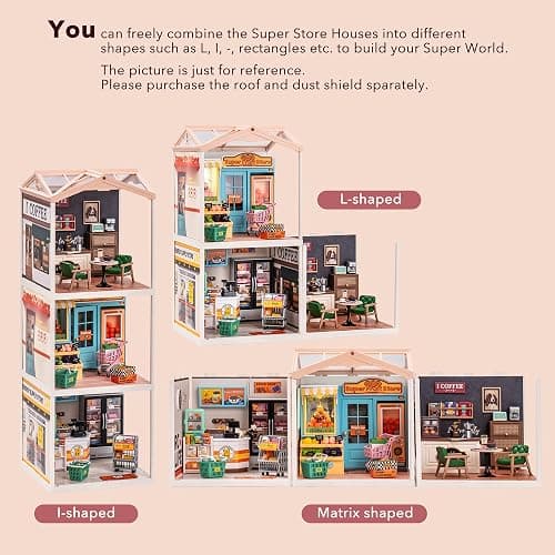 Rolife LED Building Blocks for Adults,1:24 Toy Building Sets,Model Building Kits for Kids Ages 8-12-15,DIY Miniature Dollhouse Kits for Adults,Hobbies for Women Men (3.Fascinating Book Store) thumbnail 5
