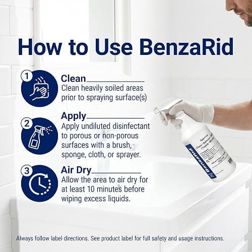 BenzaRid Hospital Disinfectant Virucide Spray Kills 99.99% of MRSA, COVID-19, H5N1, Staph, Avian Flu, Bacteria & Mold | EPA Reg. for Medical, Dental, Veterinary, Farm & Home Use 32 oz thumbnail 7