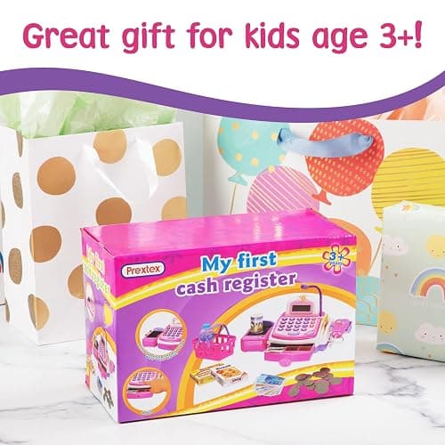 Prextex Pretend Play Store Electronic Toy Cash Register for Kids - STEM Toy with Mic Speaker and Play Money Included thumbnail 5