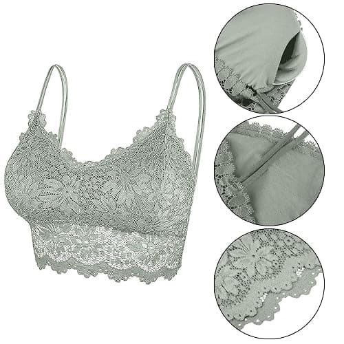 Duufin 5 Pcs Lace Bralettes for Women Bralette Padded Lace Bandeau Bra thumbnail 2