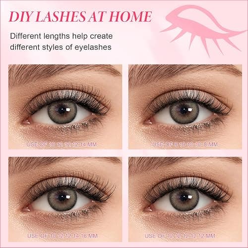 Lashes Cluster 72 Pcs Individual Lashes D Curl 8-16 mm Length, DIY Eyelash Extension False Lashes Soft Fluffy Cluster Eyelas (MIX-2) thumbnail 5