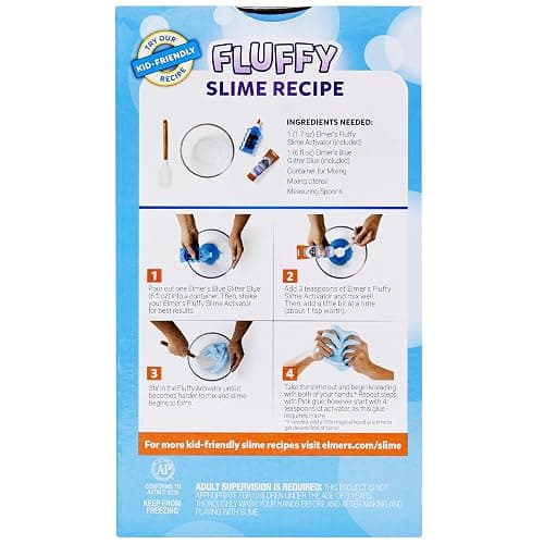 Elmer’s Fluffy Slime Kit, Includes Translucent Color Glue, Glitter Glue, Fluffy Slime Activator, 4 Count - Perfect for Parties, Gift, Activity Time thumbnail 6