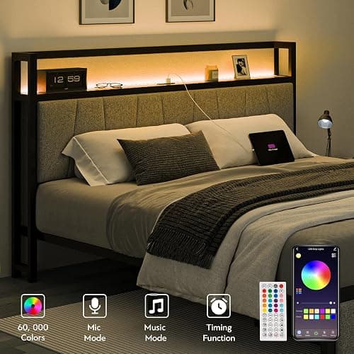CIKUNASI Full Size Bed Frame with Headboard and Storage Drawers Platform Bed Frame with Storage Chargin Station LED Light Bedframe Heavy Duty No Box Spring Needed thumbnail 5