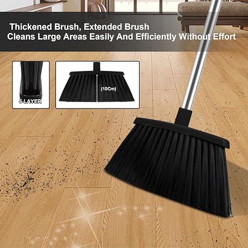 UDUK Black Broom and Dustpan Combo Set, 51" Long Handle Broom | Hands-Free Pet Hair Cleaning, Built-in Comb Dustpan, Space-Saving Storage, Multi-Surface Use for Home, Kitchen & Office thumbnail 8