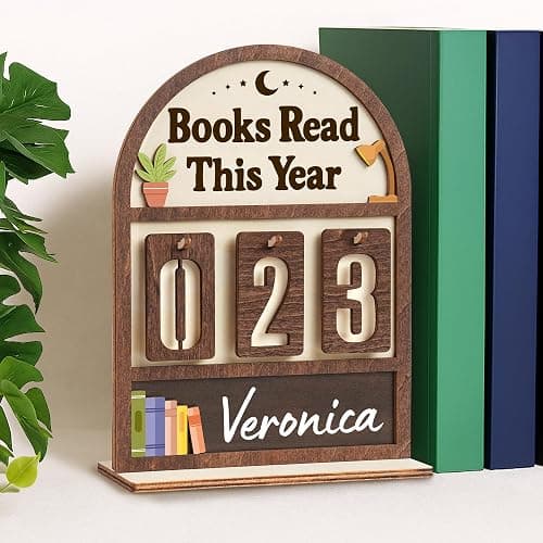 Books Read This Year Counter Valentines Day Gifts For Women Readers, Personalized Book Counter Tracker Bookshelf Decor, Bookish Gifts Accessories For Book Lovers, Bookworm, Bookclub Stocking Stuffers thumbnail 8