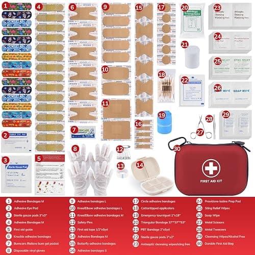 Gifts for Men Christmas Mini First Aid Kit - 144pcs Emergency Medical Kit with Water-Resistant Hard Case for Home, Travel, & Outdoor - Portable First Aid Supplies for Minor Cuts, Burns, Bites & Stings thumbnail 2