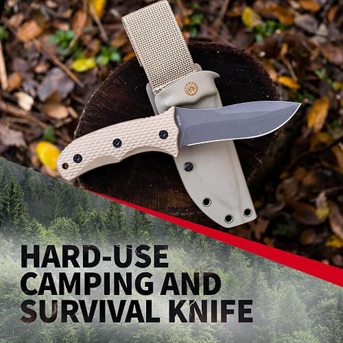 Off-Grid Knives - Backcountry Coyote V2 Fixed Blade, Cryo D2, Graywash Finish, G10 Scales, Full Tang, Kydex Sheath, Belt Attachment, Camping, Bushcraft, Hunting, Survival thumbnail 7