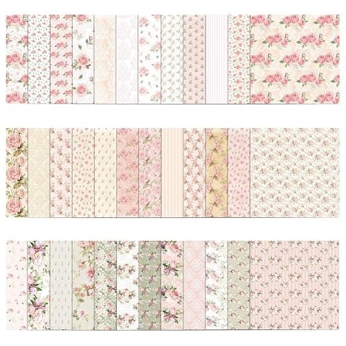 36 Blatt Scrapbook Papier Blumen Muster – Vintage Scrapbooking Papier 15x15cm, Dekorpapier mit Blumenmotiv für Journal, Fotoalbum & Decoupage, Bastelpapier für DIY & Craft-Projekte - Image 1