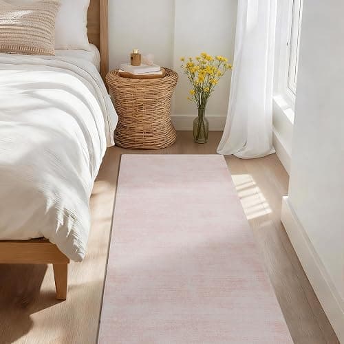 Pink Entryway Rugs, Boho Abstract Modern Cute Runner Rug for Hallway,3x8 Light Pink Ombre Low Pile Carpet for Kitchen Laundry Room Washable Non Slip Bed Side Bedroom Rug 3 x 8 thumbnail 8