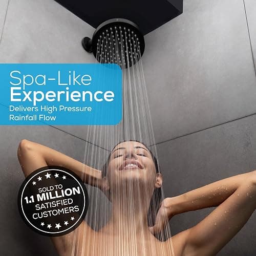 SparkPod Shower Head - High Pressure Rain - Premium Quality Luxury Design - Easy Clean Adjustable Replacement for Your Bathroom Shower Heads (Midnight Black Matte, 6 Inch Round) thumbnail 5