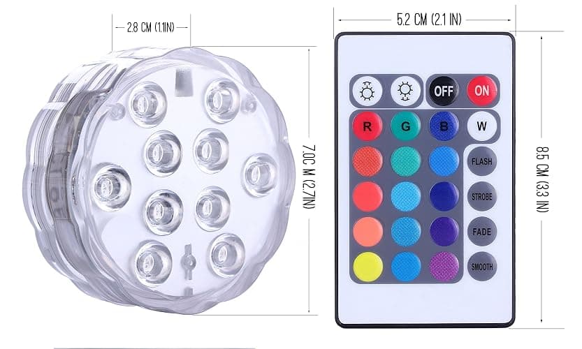 Qoolife Submersible LED Lights Remote Control Battery Powered, RGB Multi Color Changing Waterproof Light for Pool, Vase Base, Spa, Aquarium, Pond, Hot Tub, Decoration, Party, 2-Pack - 2-Pack thumbnail 3
