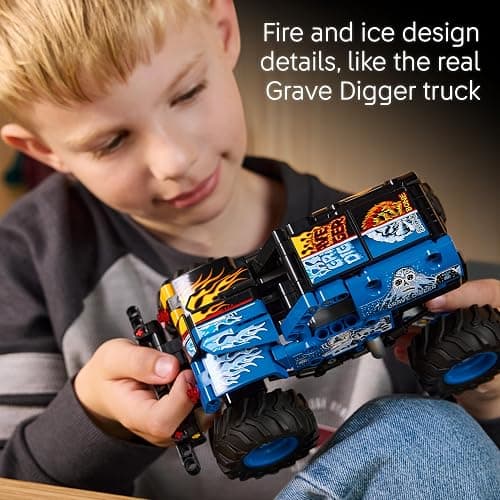 LEGO Technic Monster Jam Grave Digger Fire and Ice - Pull-Back Truck Toy - Race Car Model Kit w/Authentic Details - Birthday Gift for 7+ Year Old Boys, Girls & Fans - 42219 thumbnail 6