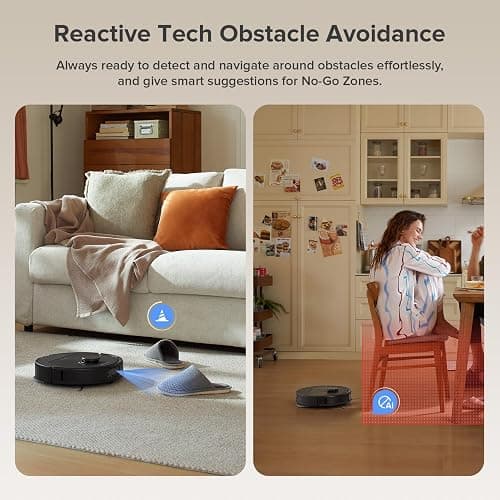 roborock Qrevo Series Robot Vacuum and Mop, 8000Pa Suction, Upgraded from Qrevo S, Anti-Tangle Brushes, Smart Obstacle Avoidance, Auto Mop Washing, All-in-One Dock, 200RPM Spinning Mops, Black(QV 35A) thumbnail 7