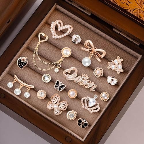 RQAYE 80pcs Junk Socks Charms Kit, Brooches and Pins for Women,Gold Shoe Charms,Shoe Charms for Sneakers, Safety Pin,Sock Charms Kit Bulk for Hat Clothes，Sock Jewelry Charms thumbnail 3