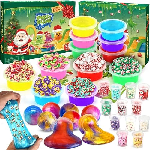 2025 Christmas Countdown Advent Calendar 24 Days with Butter Slime Party Favors for Kids Stress Relief Toys Surprise Xmas Gifts for Girls Boys Toddlers - Image 1